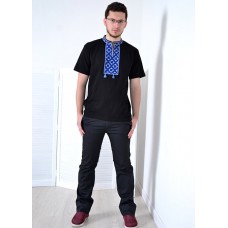 Embroidered t-shirt for men "Glory" blue on black
